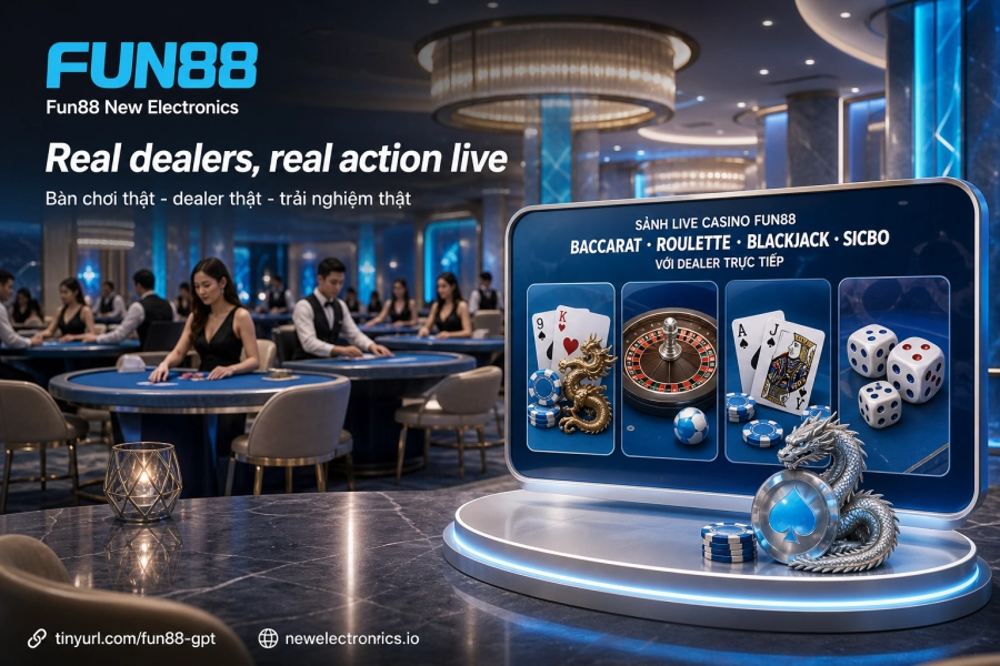 Fun88 live casino room with live dealers Baccarat Roulette Blackjack
