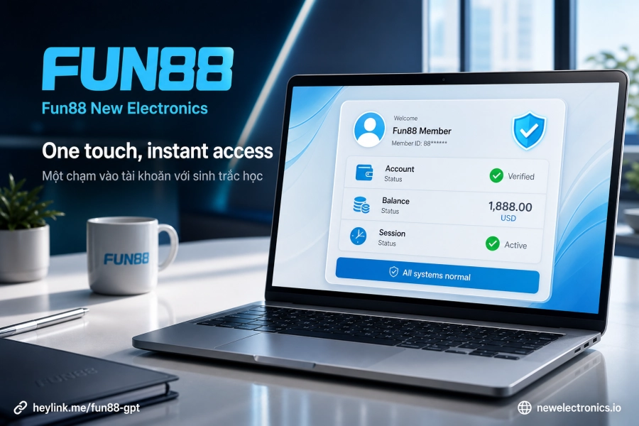 đăng nhập app Fun88 sinh trắc học vân tay Face ID di động